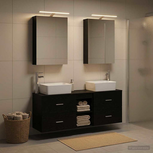 Bathroom Furniture Set 5 pcs Black Oak