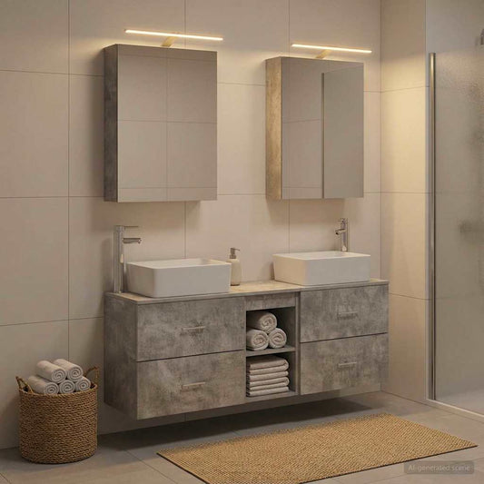 Bathroom Furniture Set 5 pcs Concrete Grey