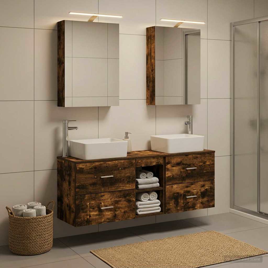 Bathroom Furniture Set 5 pcs Smoked Oak