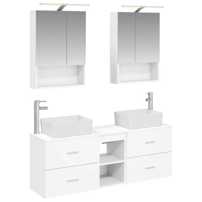 Bathroom Furniture Set 5 pcs White Engineered Wood and Glass