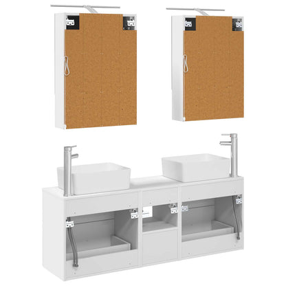 Bathroom Furniture Set 5 pcs White Engineered Wood and Glass