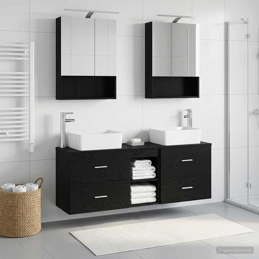 Bathroom Furniture Set 5 pcs Black Oak