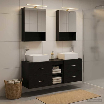 Bathroom Furniture Set 5 pcs Black Oak