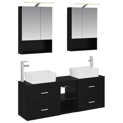 Bathroom Furniture Set 5 pcs Black Oak