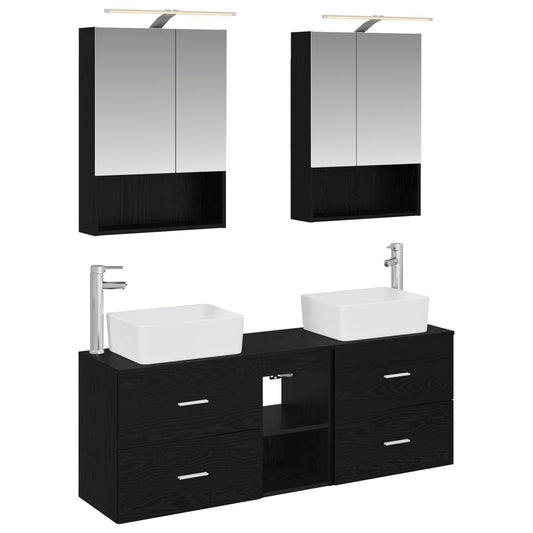 Bathroom Furniture Set 5 pcs Black Oak
