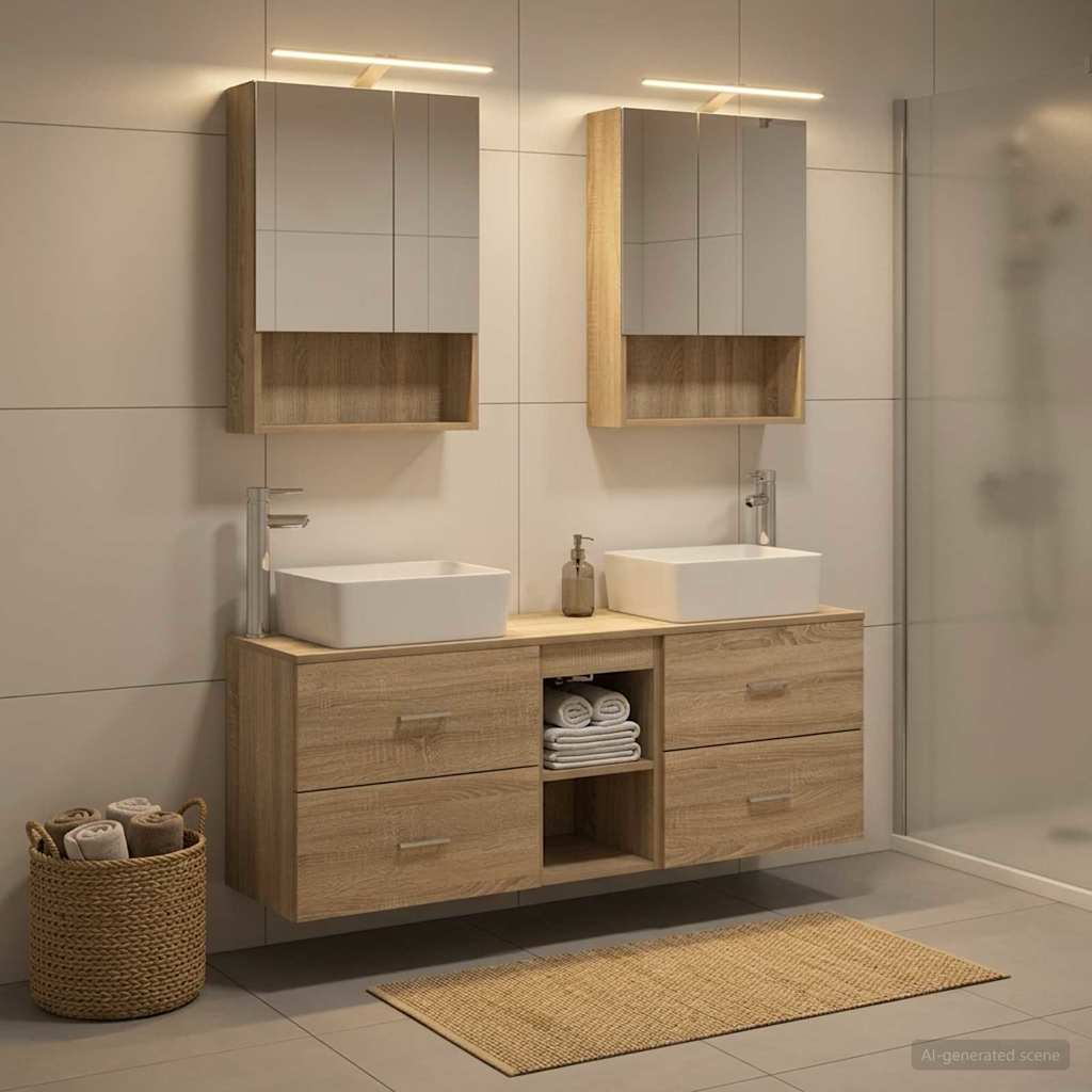 Bathroom Furniture Set 5 pcs Sonoma Oak