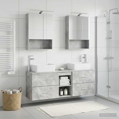 Bathroom Furniture Set 5 pcs Concrete Grey