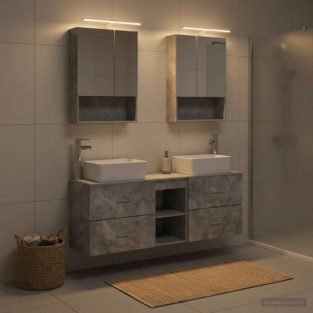 Bathroom Furniture Set 5 pcs Concrete Grey