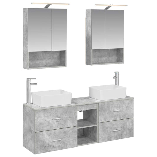 Bathroom Furniture Set 5 pcs Concrete Grey