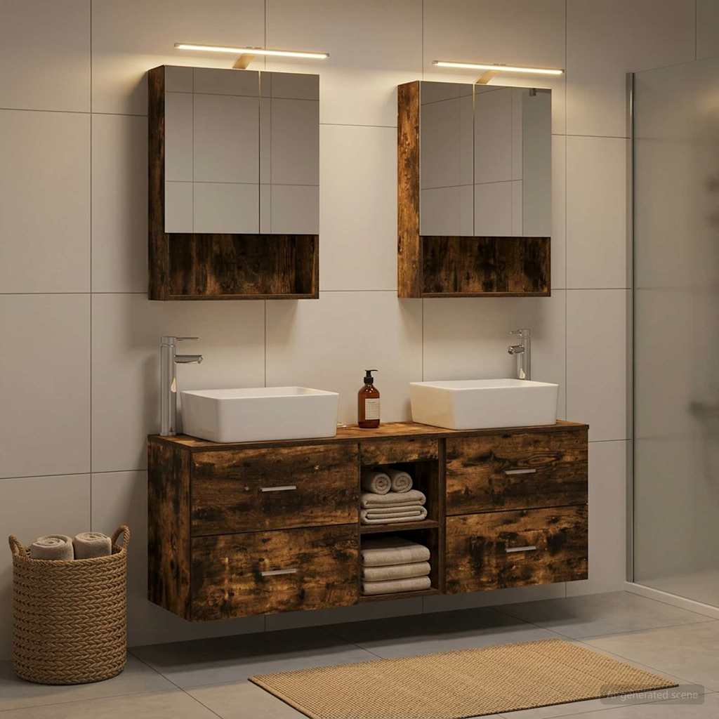 Bathroom Furniture Set 5 pcs Smoked Oak
