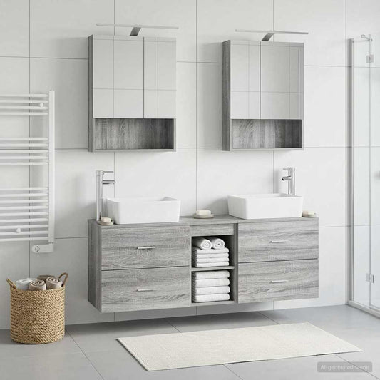 Bathroom Furniture Set 5 pcs Grey Sonoma