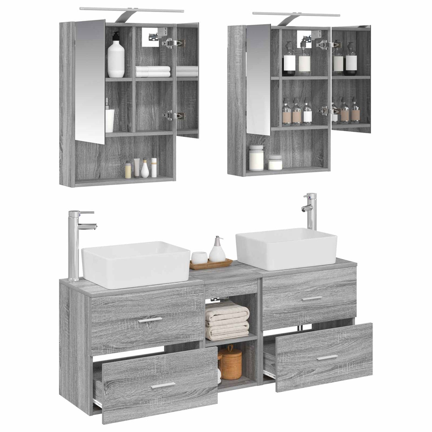 Bathroom Furniture Set 5 pcs Grey Sonoma