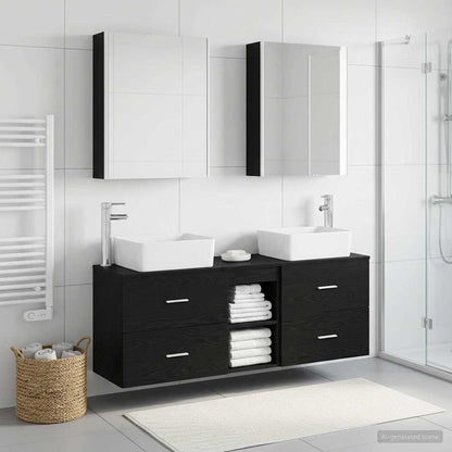 Bathroom Furniture Set 5 pcs Black Oak