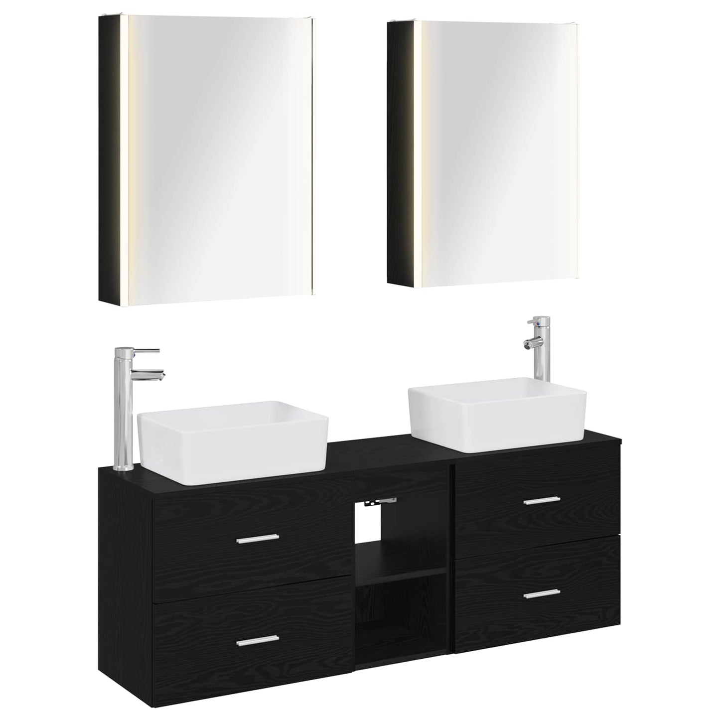 Bathroom Furniture Set 5 pcs Black Oak