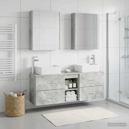 Bathroom Furniture Set 5 pcs Concrete Grey