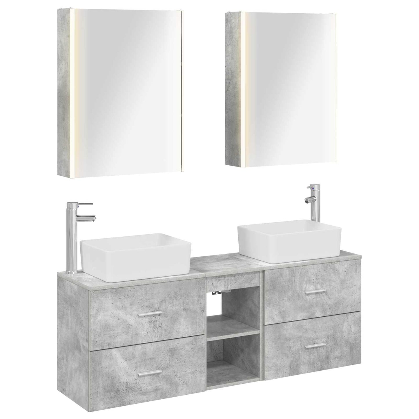 Bathroom Furniture Set 5 pcs Concrete Grey