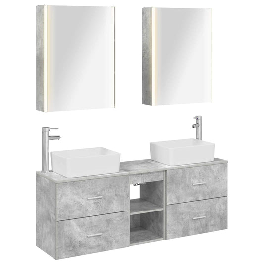 Bathroom Furniture Set 5 pcs Concrete Grey