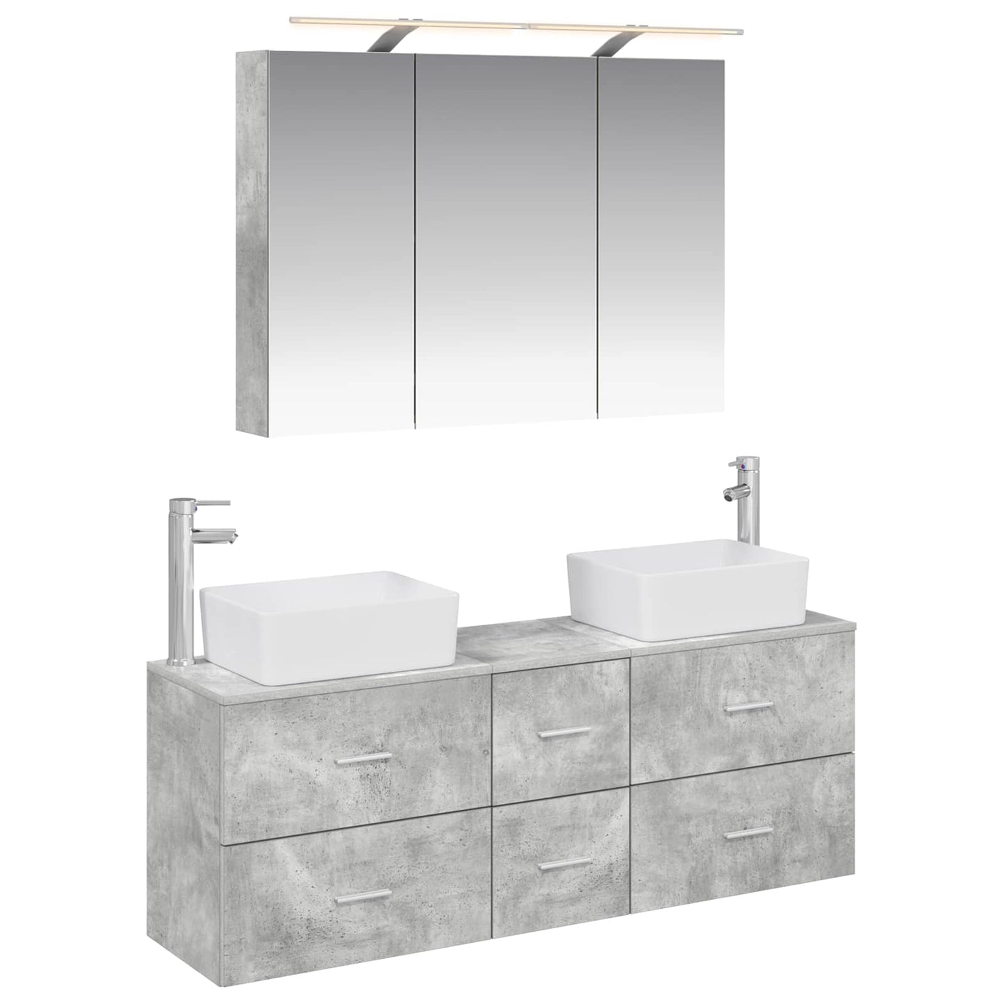 Bathroom Furniture Set 4 pcs Concrete Grey