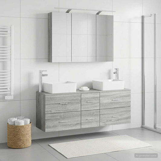 Bathroom Furniture Set 4 pcs Grey Sonoma