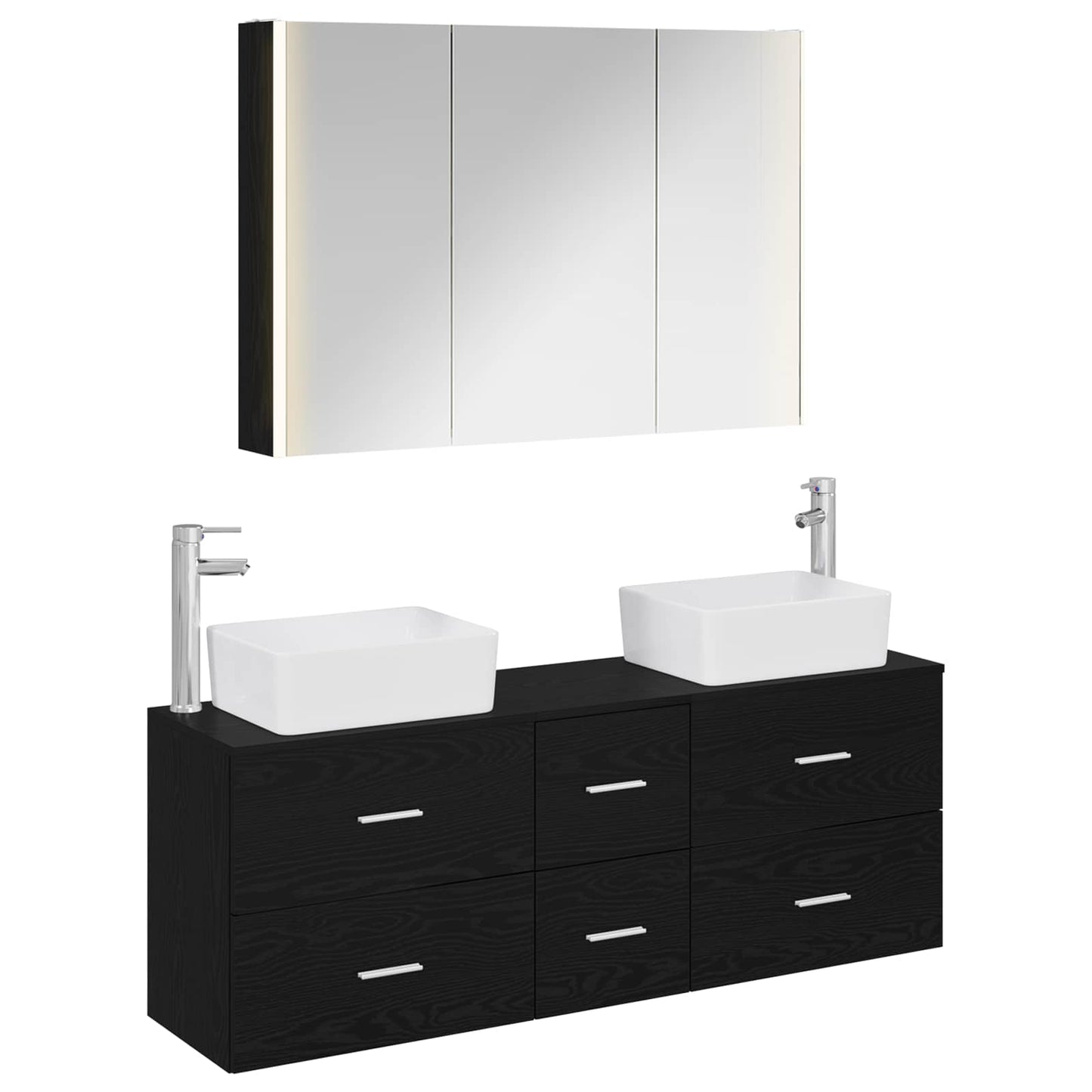 Bathroom Furniture Set 4 pcs Black Oak