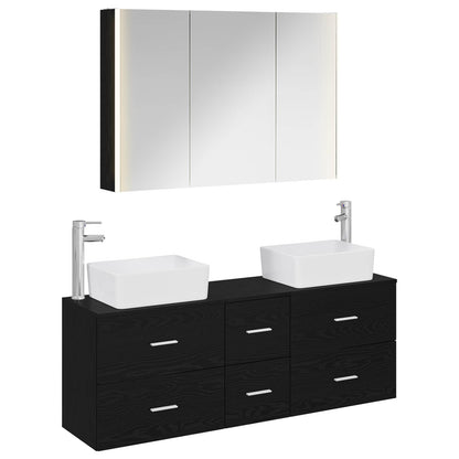 Bathroom Furniture Set 4 pcs Black Oak