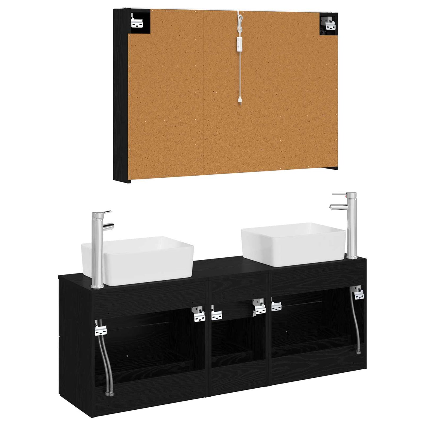 Bathroom Furniture Set 4 pcs Black Oak
