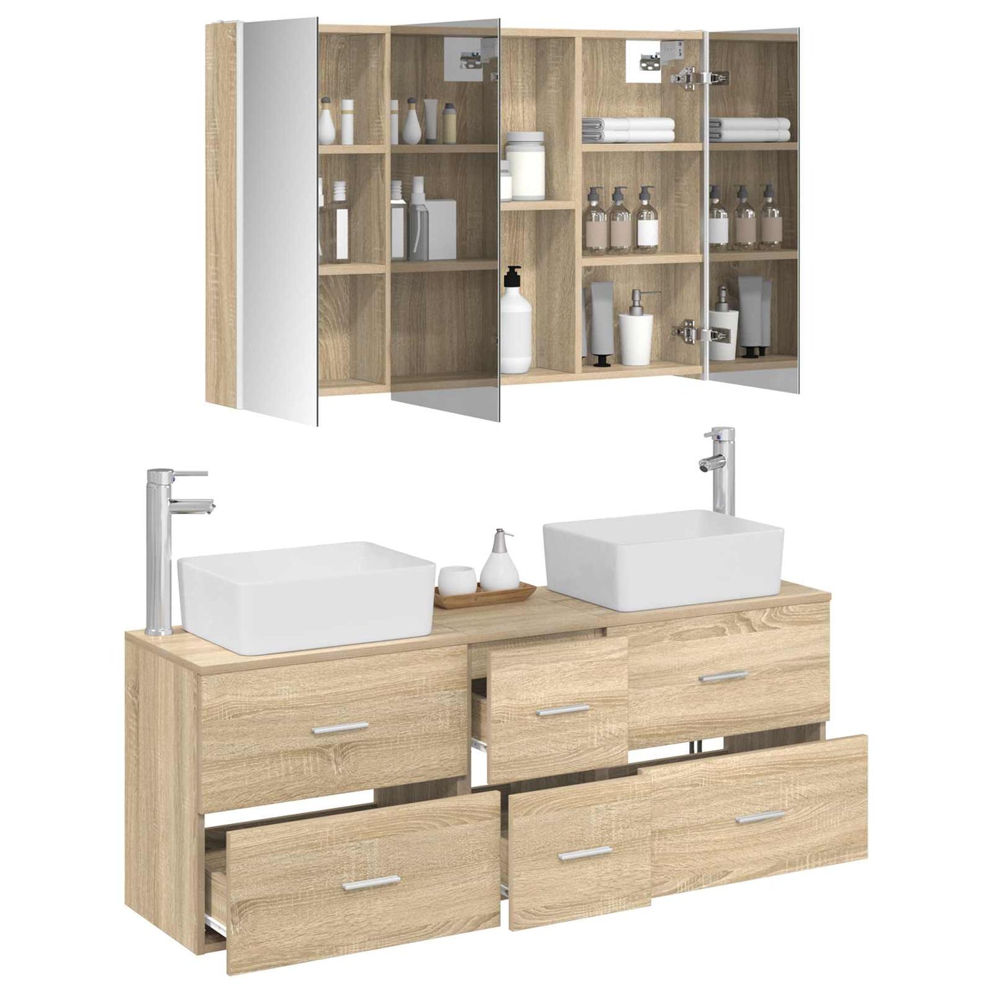 Bathroom Furniture Set 4 pcs Sonoma Oak