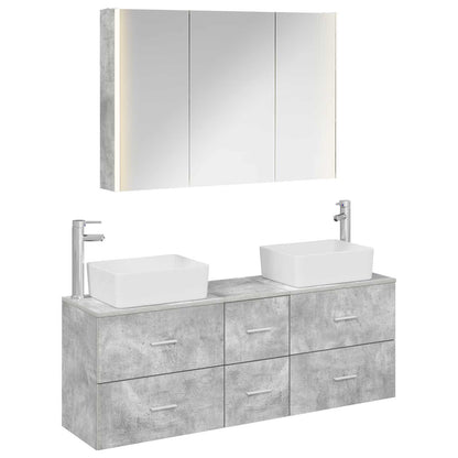 Bathroom Furniture Set 4 pcs Concrete Grey