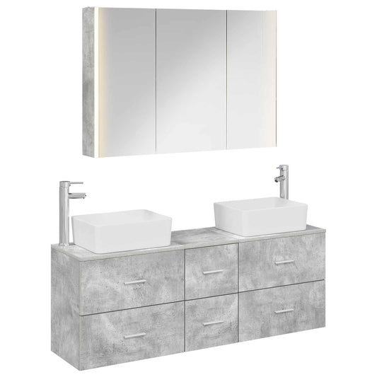 Bathroom Furniture Set 4 pcs Concrete Grey
