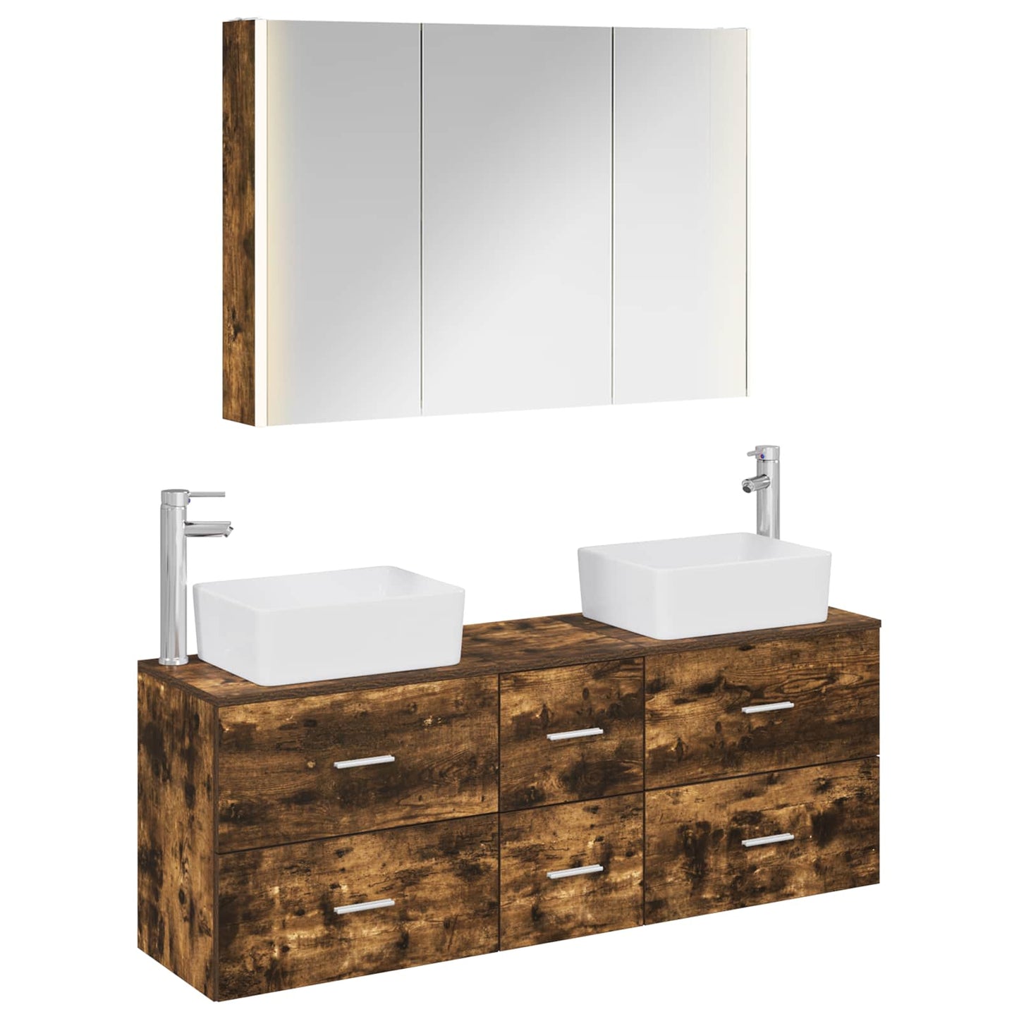 Bathroom Furniture Set 4 pcs Smoked Oak