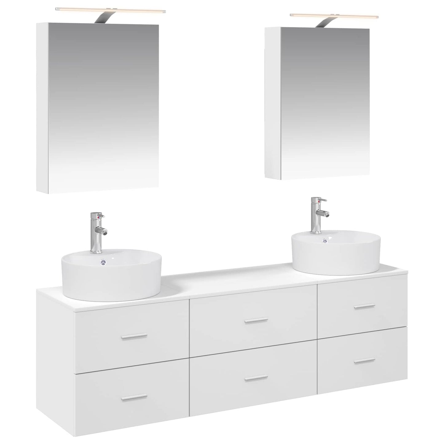 Bathroom Furniture Set 5 pcs White Engineered Wood and Glass