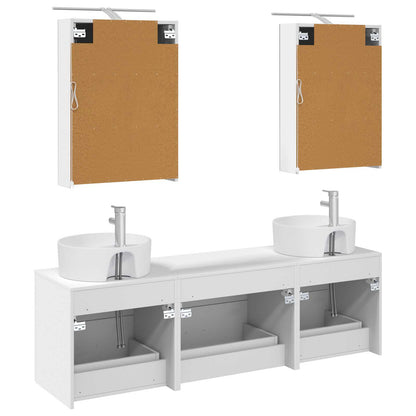 Bathroom Furniture Set 5 pcs White Engineered Wood and Glass