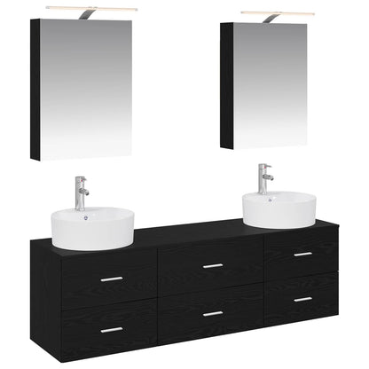Bathroom Furniture Set 5 pcs Black Oak