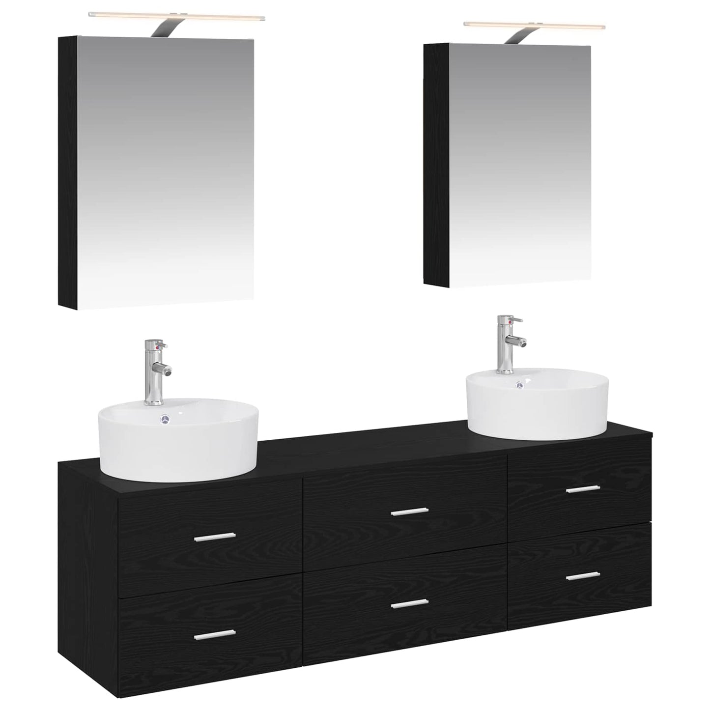 Bathroom Furniture Set 5 pcs Black Oak