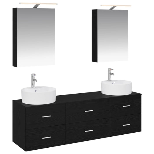Bathroom Furniture Set 5 pcs Black Oak
