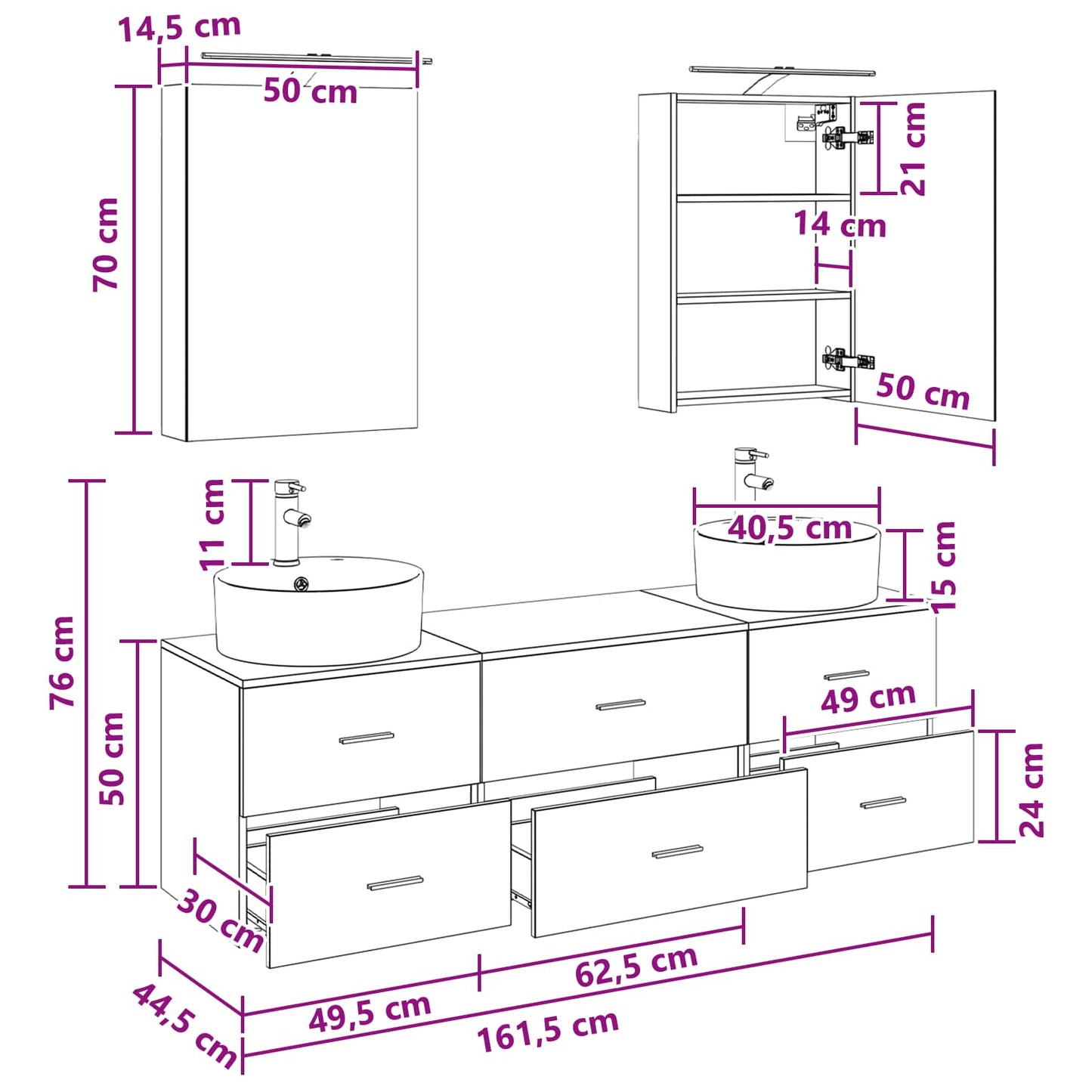 Bathroom Furniture Set 5 pcs Sonoma Oak