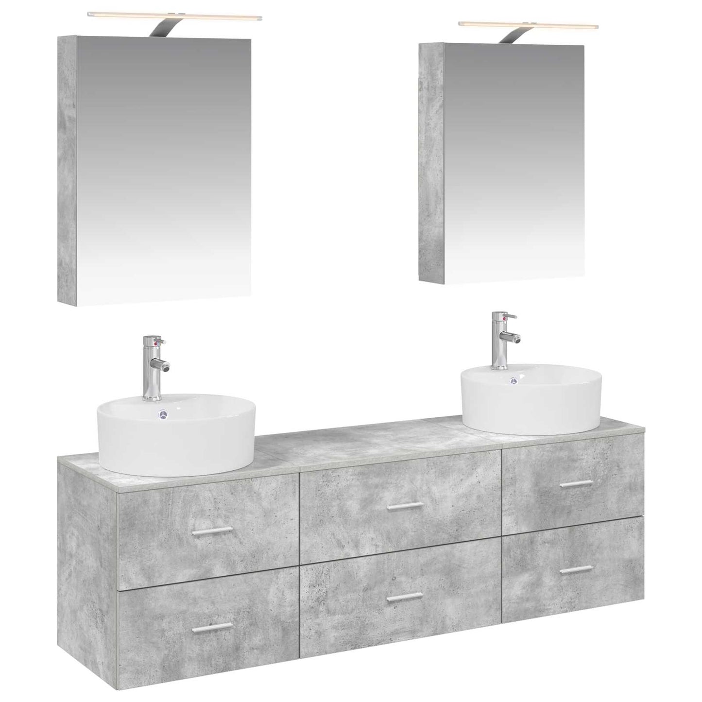 Bathroom Furniture Set 5 pcs Concrete Grey