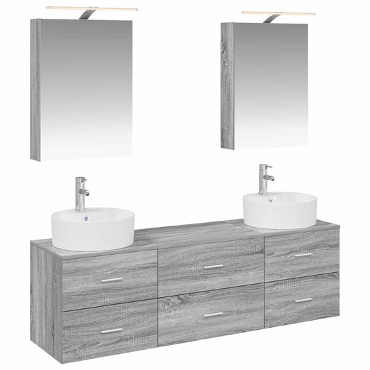 Bathroom Furniture Set 5 pcs Grey Sonoma