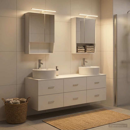 Bathroom Furniture Set 5 pcs White Engineered Wood and Glass