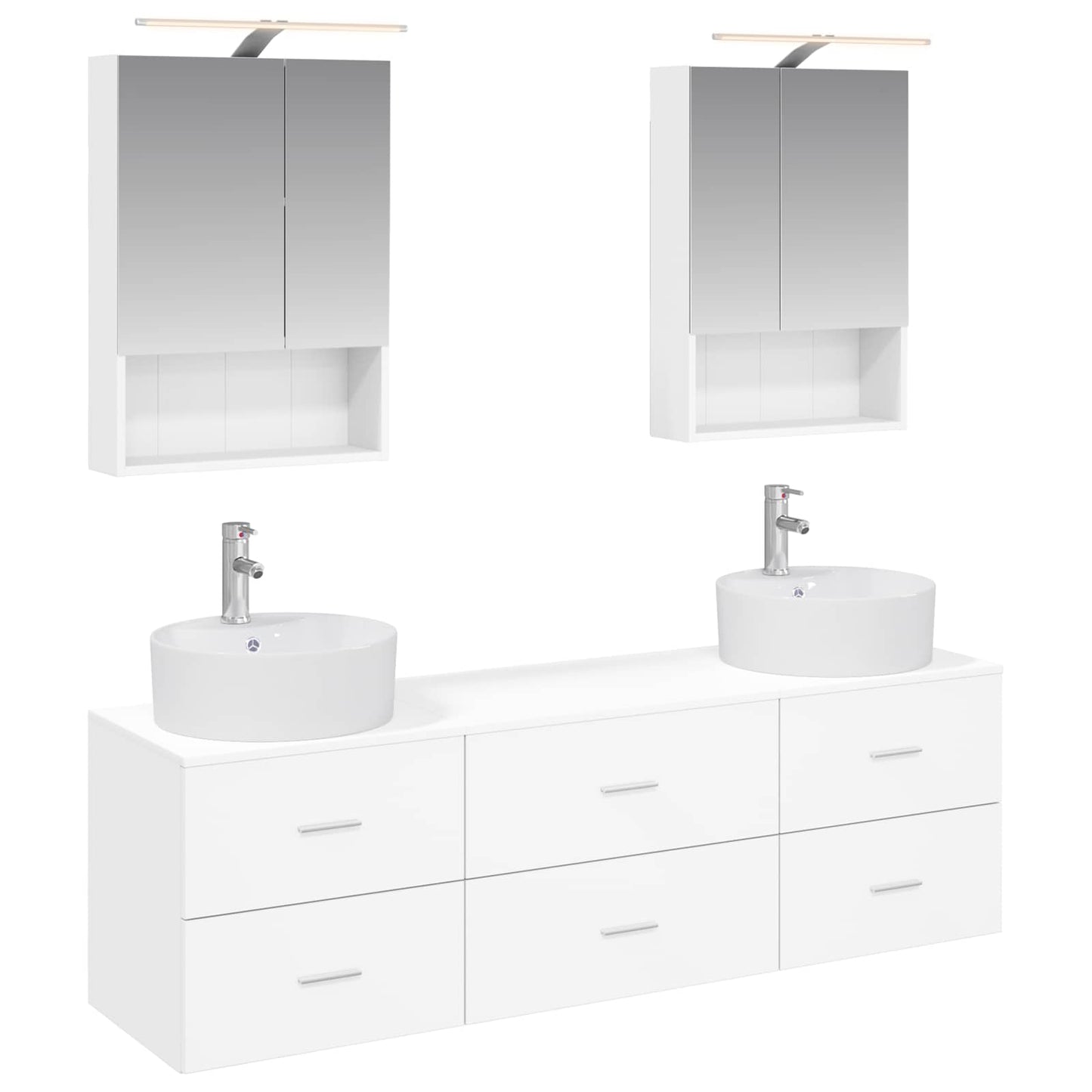 Bathroom Furniture Set 5 pcs White Engineered Wood and Glass