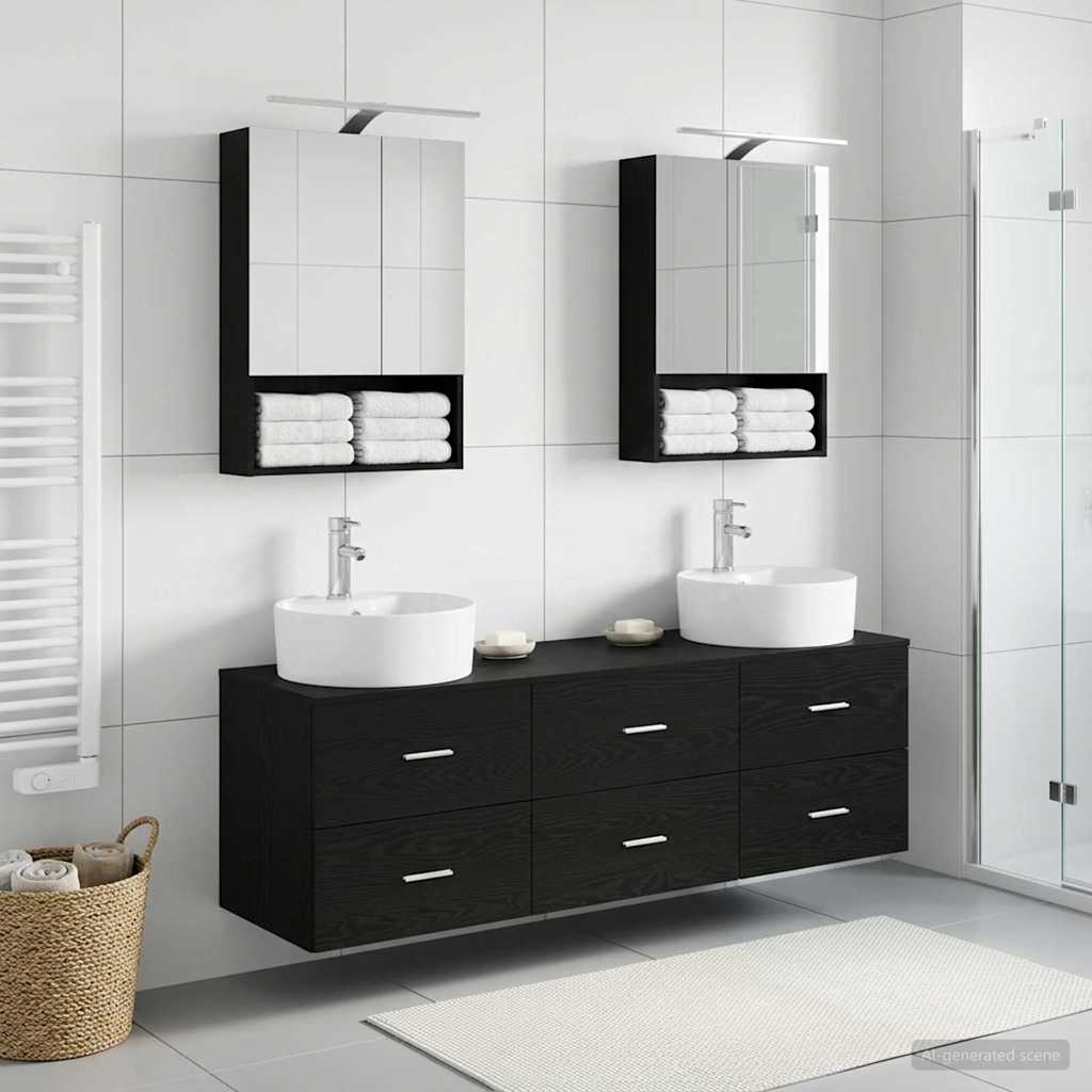 Bathroom Furniture Set 5 pcs Black Oak