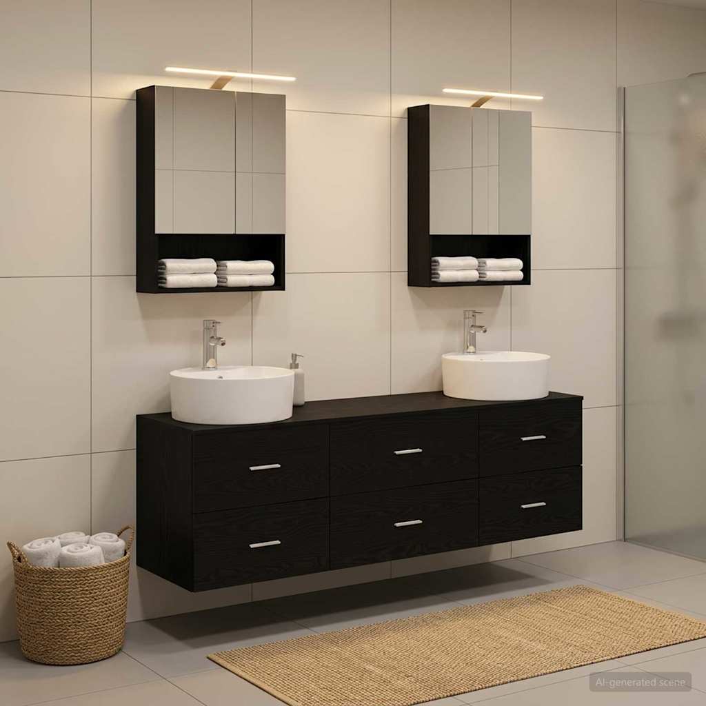 Bathroom Furniture Set 5 pcs Black Oak