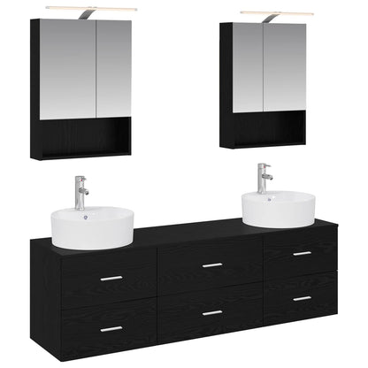 Bathroom Furniture Set 5 pcs Black Oak