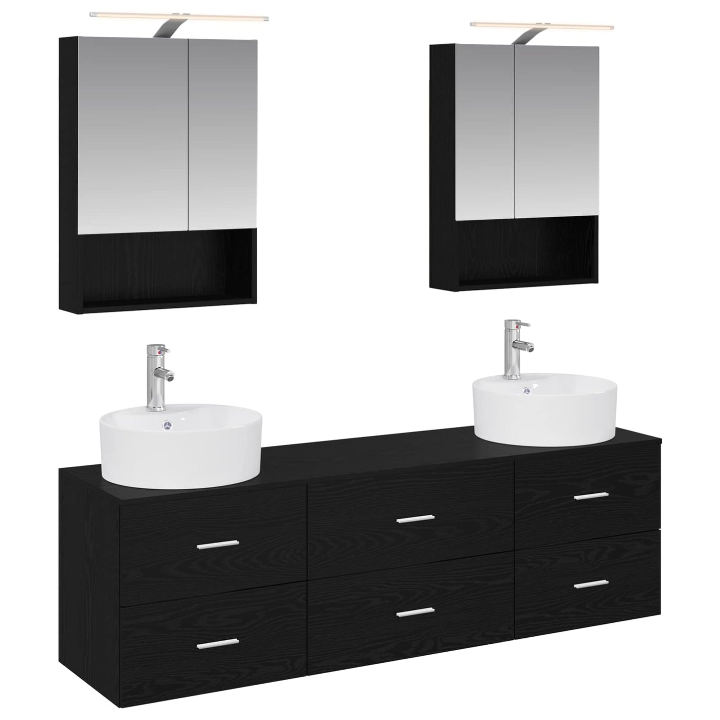 Bathroom Furniture Set 5 pcs Black Oak