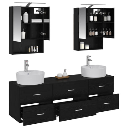 Bathroom Furniture Set 5 pcs Black Oak