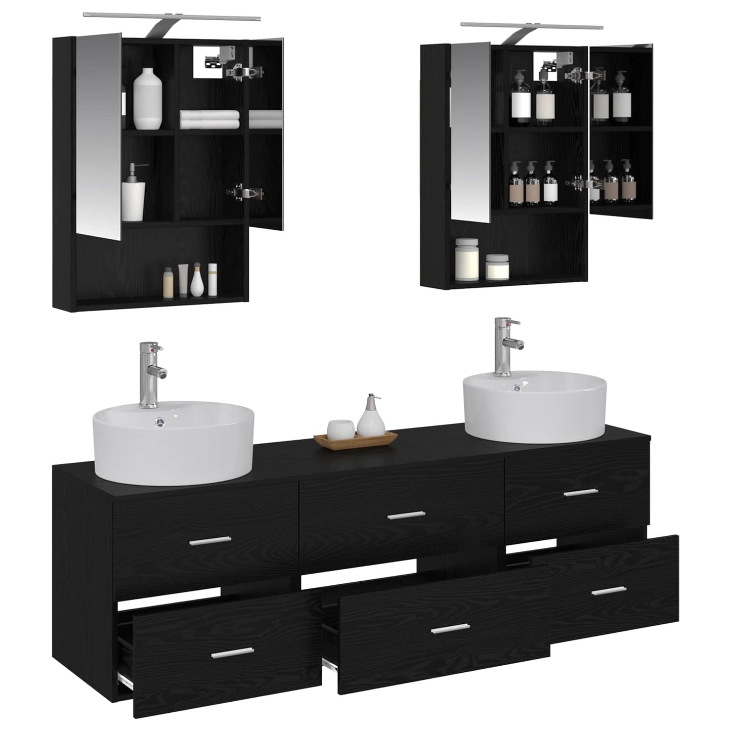 Bathroom Furniture Set 5 pcs Black Oak