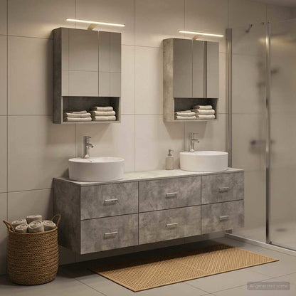 Bathroom Furniture Set 5 pcs Concrete Grey