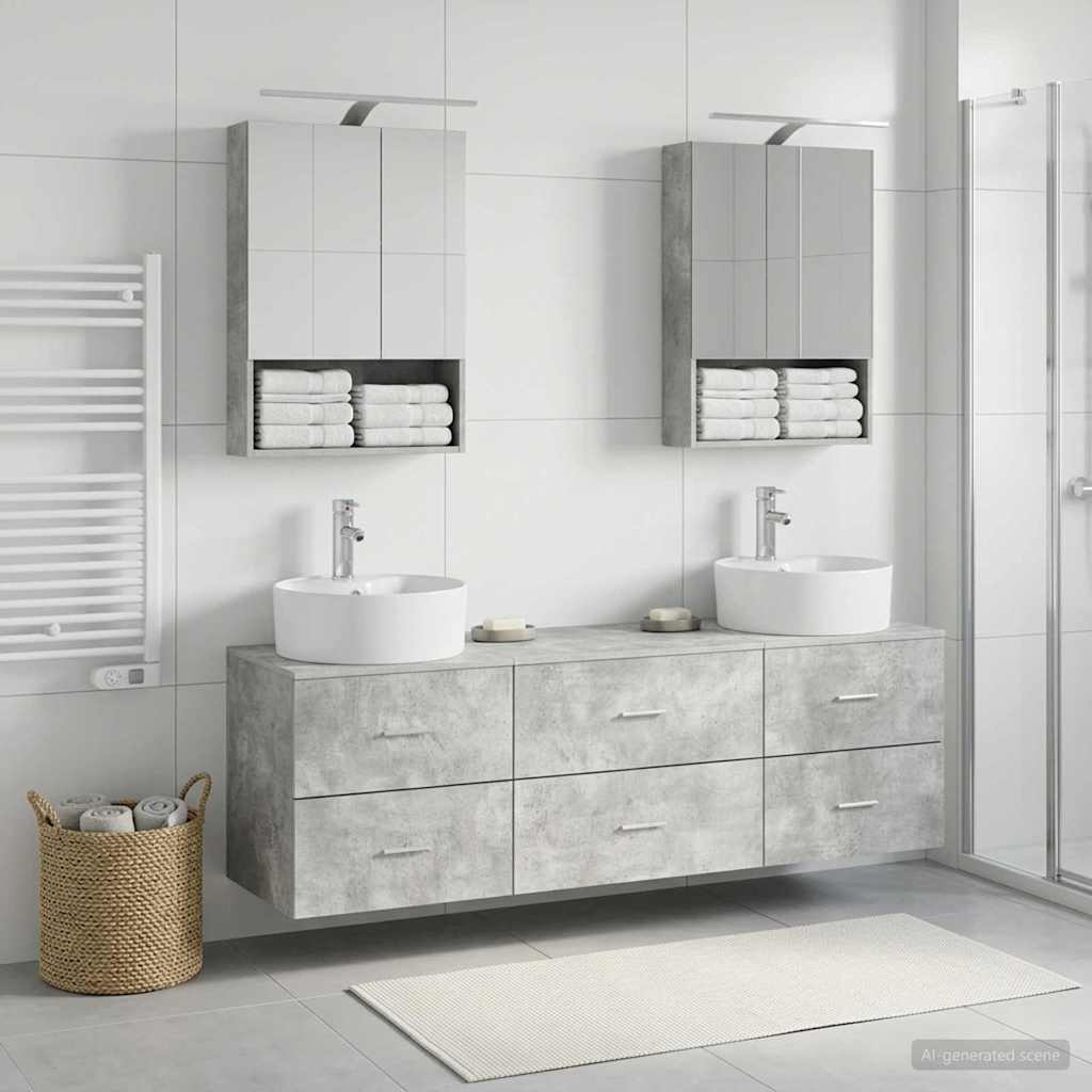 Bathroom Furniture Set 5 pcs Concrete Grey