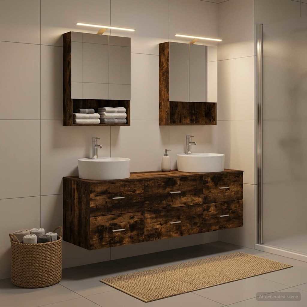 Bathroom Furniture Set 5 pcs Smoked Oak
