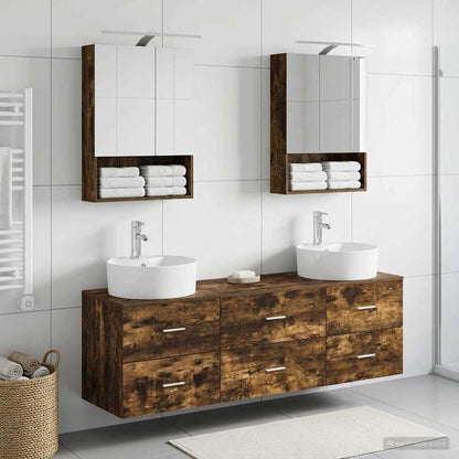 Bathroom Furniture Set 5 pcs Smoked Oak